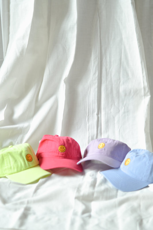 Smiley Face Multi-Color Embroidered Hats