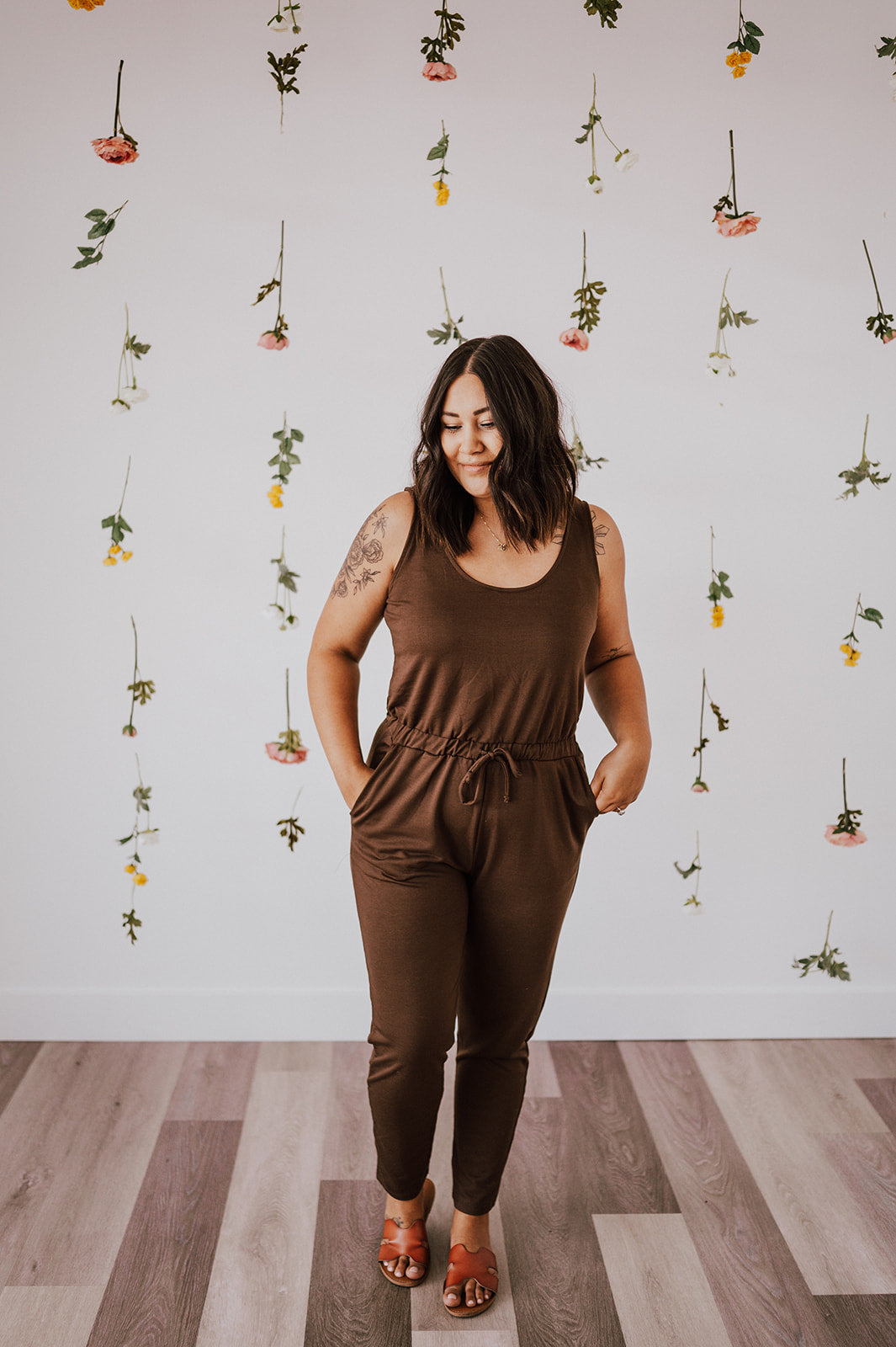 Cady Sleeveless Jumpsuit in Brown