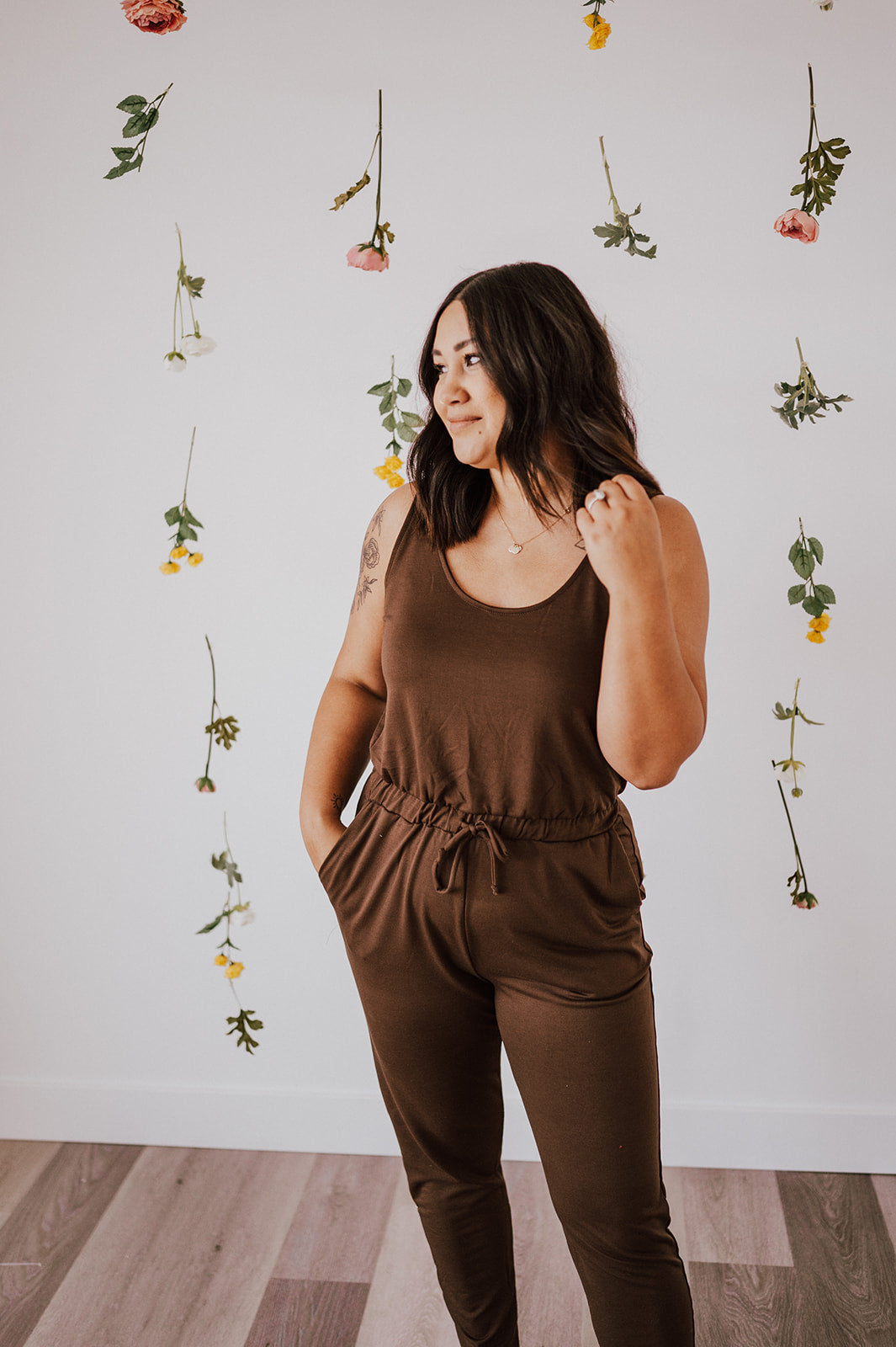 Cady Sleeveless Jumpsuit in Brown