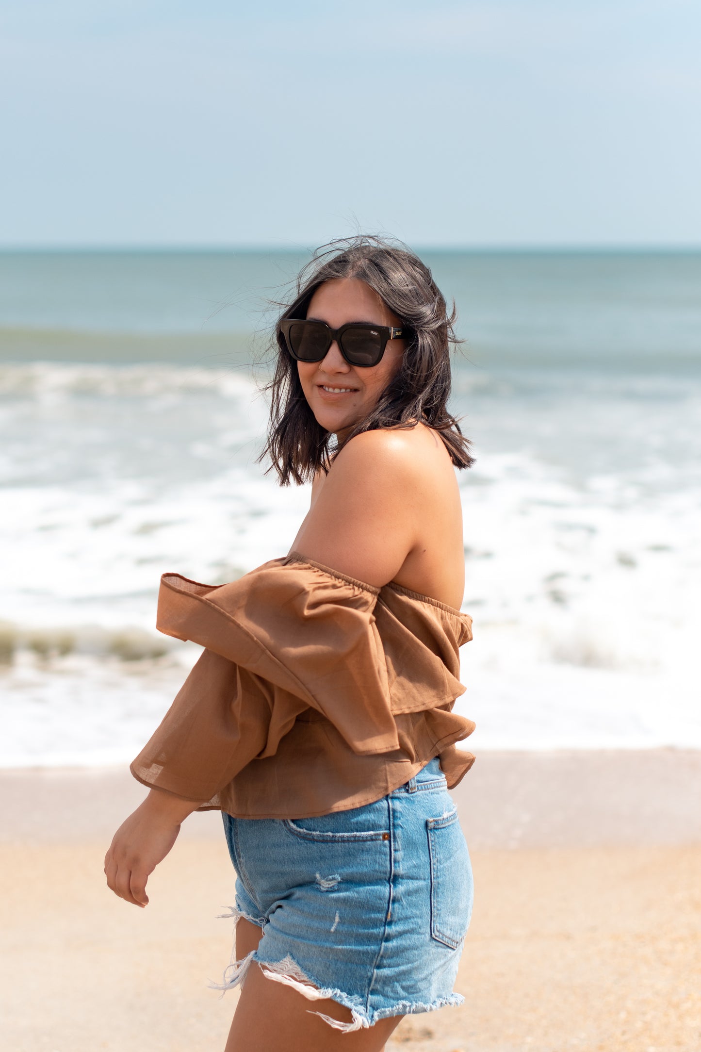 At the Beach Off the Shoulder Top