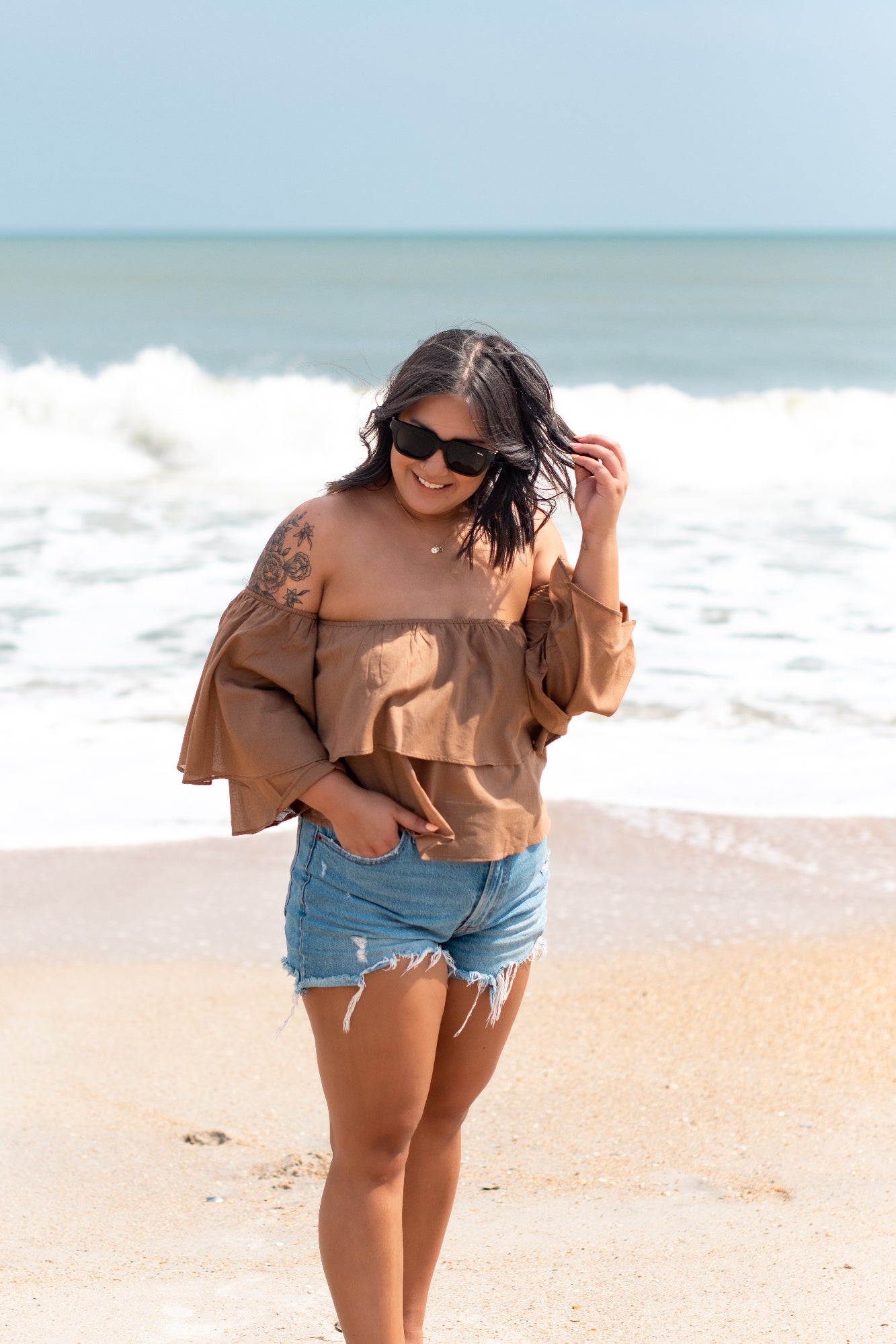 At the Beach Off the Shoulder Top